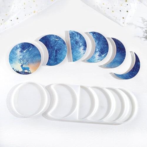 DM01 DIY Starry Lunar Eclipse Epoxy Mold Astronomy Crescent Moon Phases Resin Molds For Jewelry Craft Home Decoration