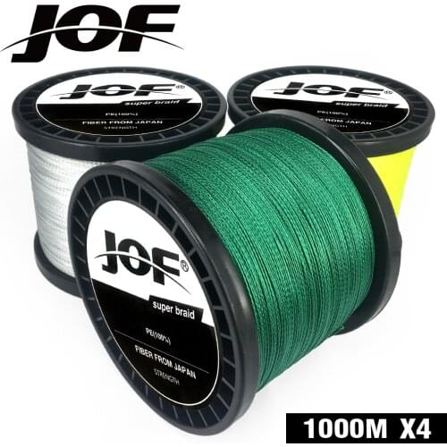 JOF PE Braided Fishing Line Multifilament Fishing Cord Strong 4 Strands 1000M NEW 2019