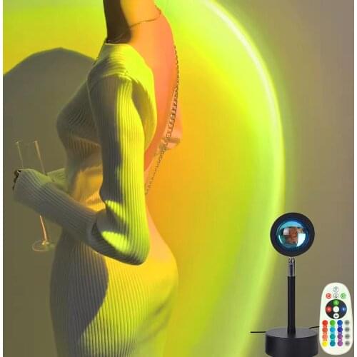 Cafe Background Bedroom Wall Decoration Light,Remote Control Color Adjustable RGB Sunset Light Rainbow Atmosphere Light 4 Modes