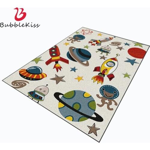 Bubble Kiss Cartoon Spaceship Pattern Carpet for Living Room Modern Home Customized Bedroom Decor Area Rugs Soft Kids Room Mats