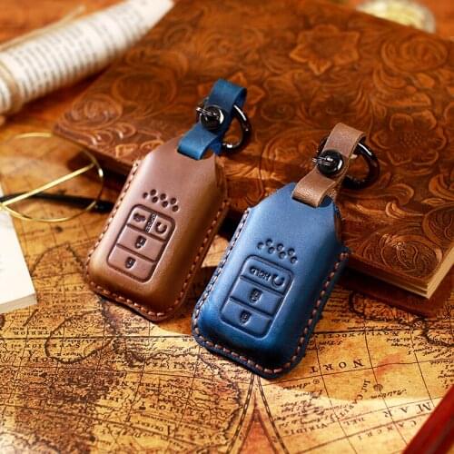 Leather Car Keyless Smart Key Fob Case Cover for Honda Civic Accord Fit Hrv Crv Jazz City Auto Accessories Protector Interior