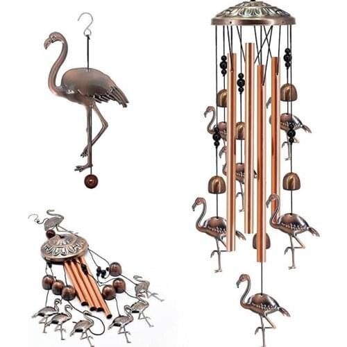 Creative Metal Flamingo Bird Windchime Hanging Ornaments Outdoor Garden Patio Porch Yard Home Decor Accessories Dream Catcher