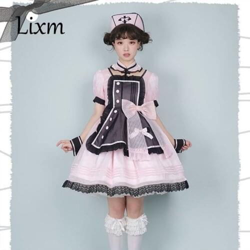 Kawaii Lolita Dress Sweetheart Rescue Team Princess Maid Cosplay OP Short Sleeve Daily Japanese Style Tea Party Dresses