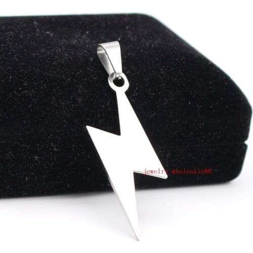 Fashion 5pcs in bulk Jewelry Finding Stainless steel Lightning shape Pendant Charms Necklace No chain