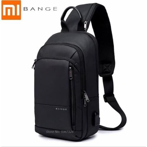 Xiaomi Mens business chest bag USB charging crossbody bag trend crossbody bag waterproof Oxford cloth shoulder bag