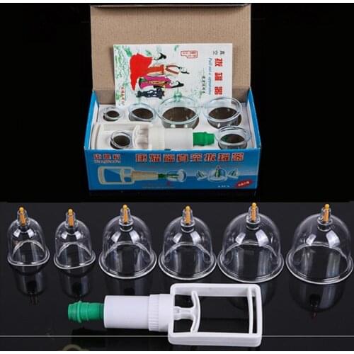 6PCS Vacuum Cupping Set Chinese Medical Cupping Cups Cans Suction Cup Therapy Back Body Detox Massage Anti Cellulite Massager