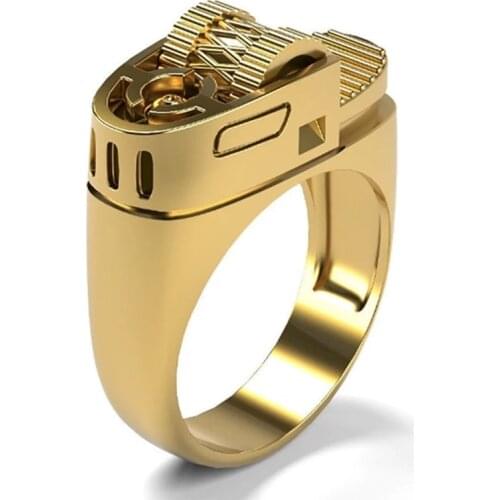 New Men Fashion Ring Lighter Shape Alloy Fine Rings For Men Christmas Gift Finger Ring Jewelry Accessories
