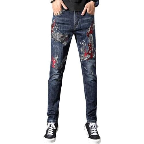 New Fashion Brand High Quality Europe American Style men Jeans Pencil pants embroidery Slim Fit Men Jeans Fashion Denim Pants
