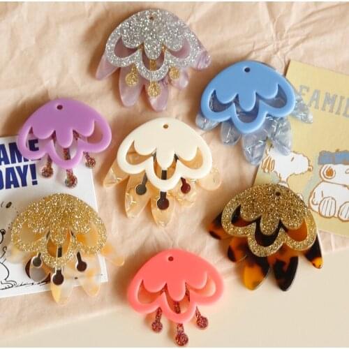 Ghost Horse Girl Finger Flower Shape Acetate Pendant 5 Colors Optional Japanese Earrings Jewelry Accessories DIY