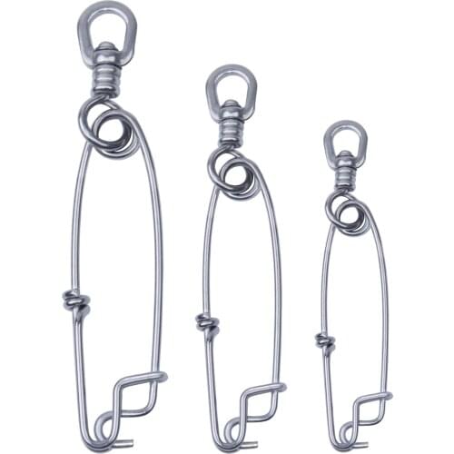 JSM 5pcs 20pcs 396LB-1102LB Stainless Steel strong fishing swivels with Clip Snap Fishing Connector for Fishing tackle