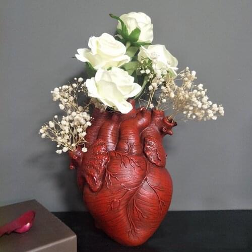 Heart Shape Flower Vase Nordic Style Dried Flower Resin Pot Art Vases Sculpture Desktop Plant Pot for Home Decor Ornament Gifts