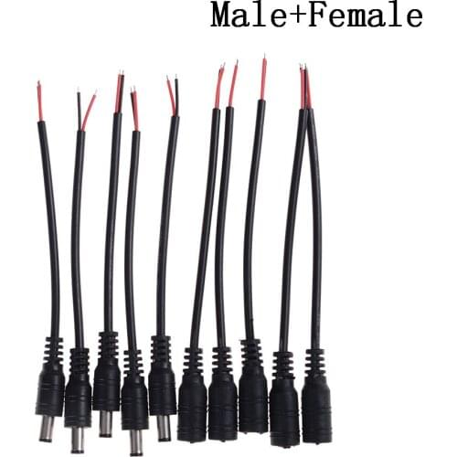 5/10pcs 12V DC Power Plug Male And Female DC Connector Cable For Led Strip Light 3528 5050 Power Supplies Female Plug 5.5X2.1mm