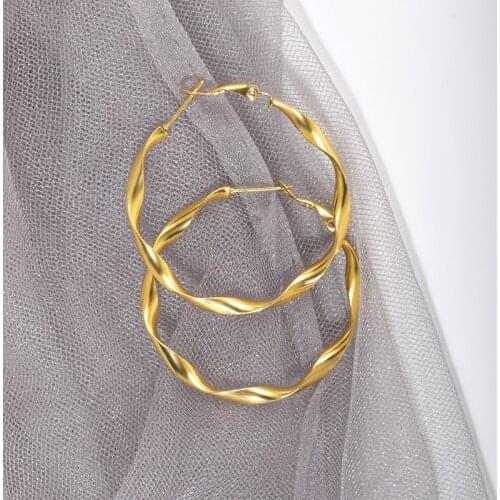 Stainless Steel Twist Hoop Earrings For Women Minimalism Accessories Circle Earings Fashion Jewelry Best Friend Gifts Bijoux bff