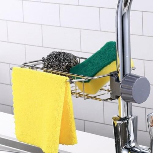 Kitchen Sponge Holder Dish Sink Drain Rack Faucet Storage Shelf Basket Bathroom Hanging Rack Organizer Accessories