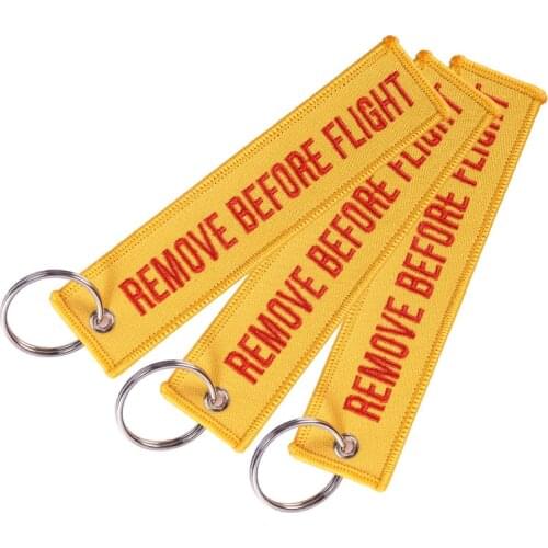 Remove Before Flight Keychains Orange Chaveiro Embroidery Keychain Ring for Aviation Gifts Jewelry Key Fob Key Holder 3 PCS/LOT