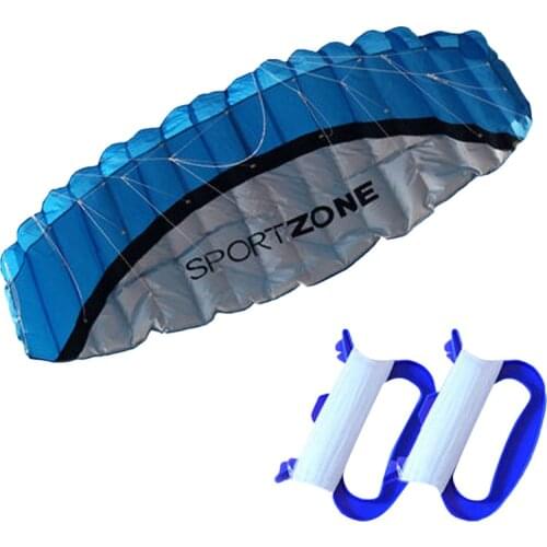 Free shipping 2.5m blue dual line parafoil kite nylon Parachute Sports Beach Kite toys for children Easy To Fly adult kites new
