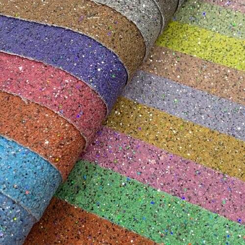 Colorful Shiny Sequins Matte Colors Chunky Glitter Faux Leather Sheet For Making Shoe/Bag/Wallpaper/DIY Accessories