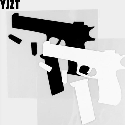 YJZT 15×14.6CM Exquisite Car Sticker Gun and Clip Personalized Decoration Vinyl Decal Decoration Black / Silver 20C-0422