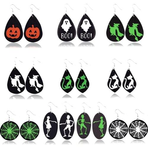 ASHMITA Halloween Earrings for Women Girl Faux Leather Dangle Halloween Costume Party Decoration Earrings Jewelry