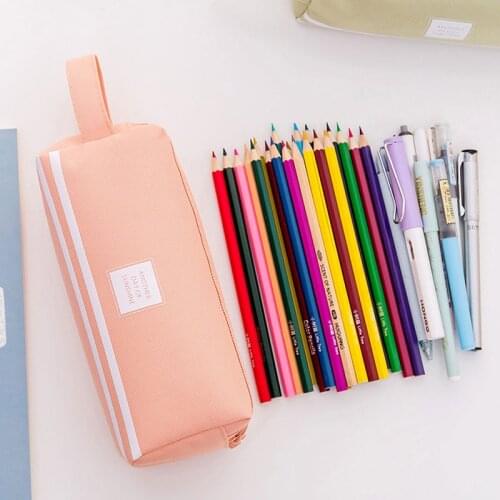 1pcs Double Zipper Large Pencil Case Kawaii School Pencilcase Big Pen Box