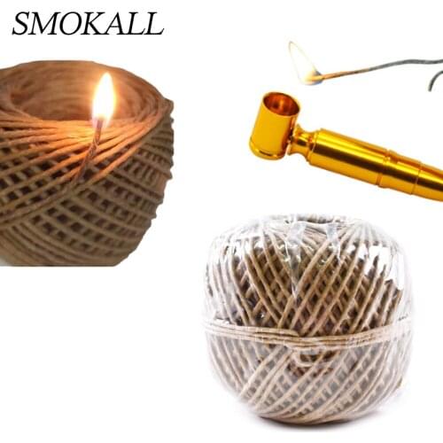 1Pcs Ignite Hemp Wax Rope 60m Length Pipe Cigarette Accessories Wick Thread Cord Auxiliary Combustion Tobacco Herb Smoking Tool