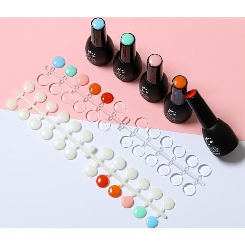 120 Tips / PC Clear Round Nail Tips with Sticker Color Chart Flat Back Display Color Card Chart Nails Art for UV/Gel/Polish