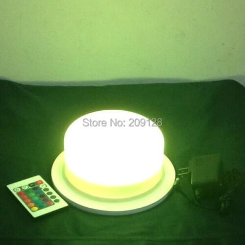175mm rechargeable wireless multi color led light base with remote control
