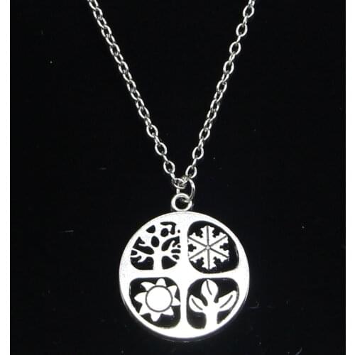 20pcs New Fashion Necklace 24mm four seasons Spring Summer Fall Winter Pendants Short Long Women Men Gift Jewelry Choker