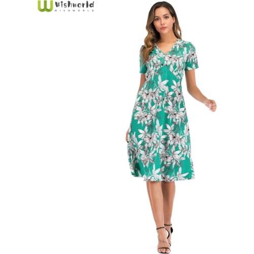 2021New Summer V-Neck Bohemian Printed long Skirt Fashion Womens Pullover Cool Dress Boutique Dresses