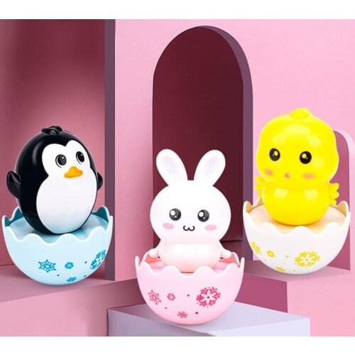 Pack of 3 Cartoon Tumbler Roly-Poly Toy Nodding Rattles for Boys Girls Infants