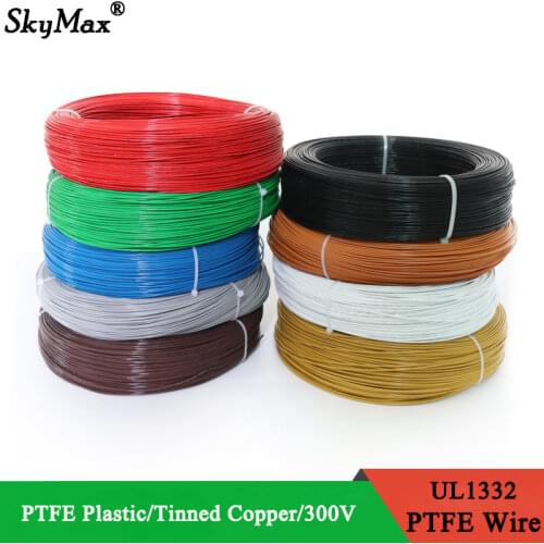 5/10M UL1332 PTFE Wire FEP Plastic Insulated High Temperature Electron Cable 300V 28/26/24/22/20/18/16/14/13/12AWG