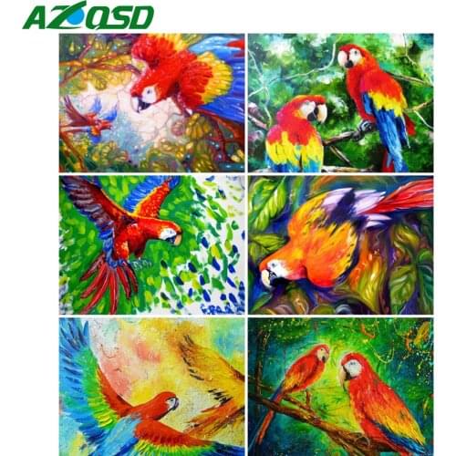 AZQSD Diamond Painting Parrot Bird Cross Stitch New Arrival Rhinestones Full Square Diamond Embroidery Animal Mosaic Decor Home