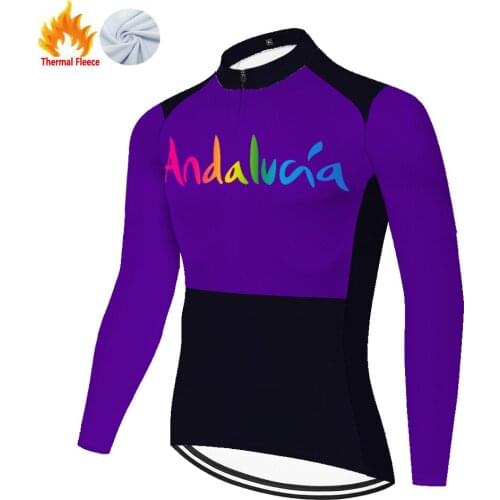 Andalucia Winter Thermal Fleece Masculina Retro Cycling Cyclisme Homme Camisa Maillot Mallots Hombre Maglia Ciclismo Uomo Jersey