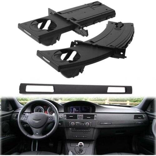 Car Left & Right Cup Holder Set with Trim Panel Black for-BMW E90 E91 E92 E93 2005-2012 51459173469 51459173463