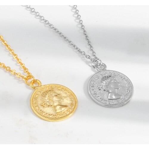 Binmonray 925 Sterling Silver Ancient Roman Portrait Coin Pendant Necklaces for Women Vintage Unique Gothtic Necklaces Jewelry