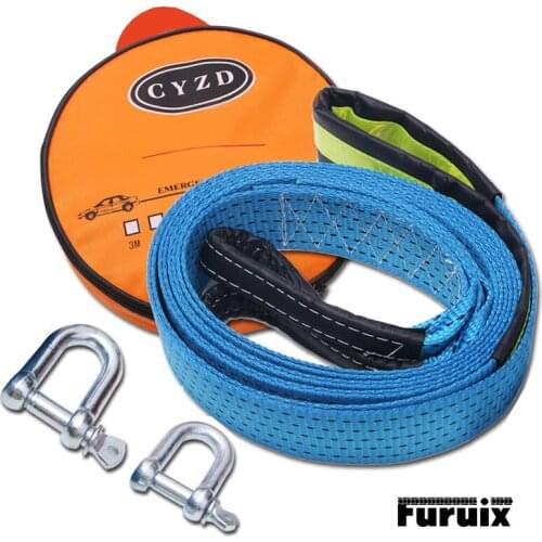 Car Tow Strap Racing Auto Winch Rope Nylon 8Tons Recovery Towing Cable Strap Belt Heavy Duty Off Road Accessories Metal Hooks