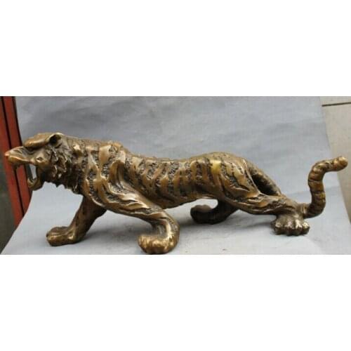 Fast shipping USPS to USA S1334 30" Chinese Bronze Folk Animals Year Zodiac Wealth Feral Ferocious Tiger Statue