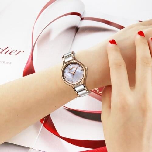 SUNKTA Women Watches Top Brand Luxury Ceramic Diamond Watch Ladies Waterproof Luminous Ladies Watch Reloj Mujer Watch Women+Box