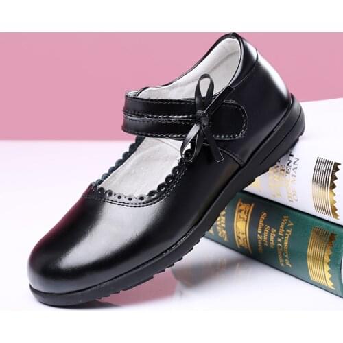 Black Kids Shoes School Uniform Girls Shoe Genuine Leather Shoe Flat Sneaker Breathable for Princess Student Party