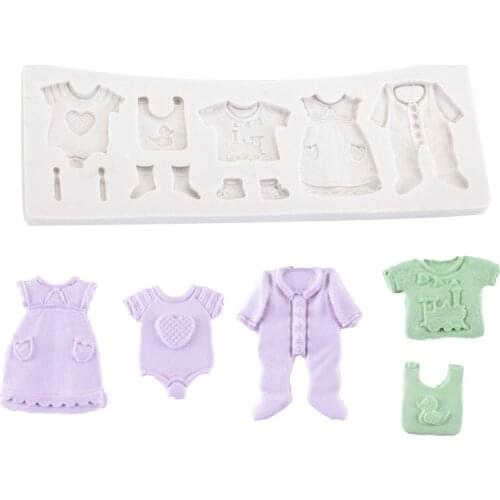 Childrens Baby Clothing Fondant Silicone Mold DIY Chocolate Baking Mould Cake Decoration Tools