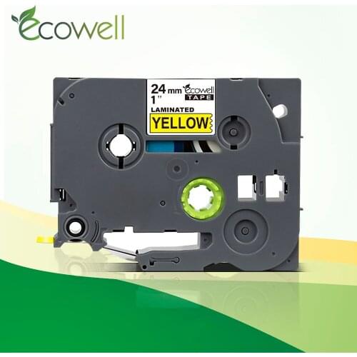 Ecowell Black on Yellow 24mm TZe651 Tze-651 Compatible Brother P-touch Label maker TZe 651 Tz651 Laminated Tze Label Tape