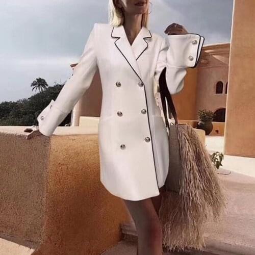 Elegance and Colour New Colouring Small Suit Royal Sister Wind Double breasted Mid long style Jacket Girl