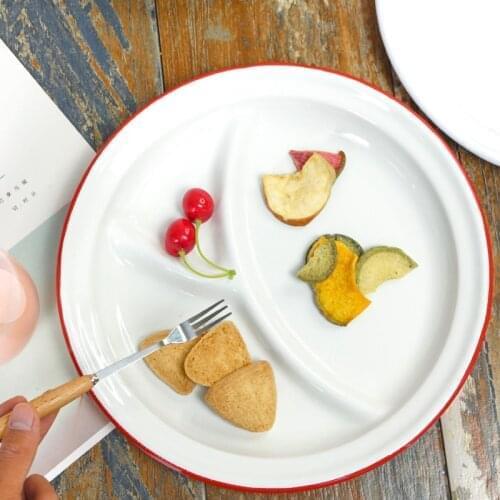 Enamel picnic plate outdoor portable ins decorative plate old antique porcelain plate Nordic creative rice dish