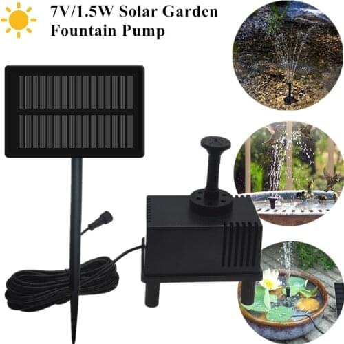 1.5W 7V Solar Garden Fountain Pump Solar Fountains Waterfalls Power Bird Fountain Powered Water Pump Birdbath Fountain 40%off