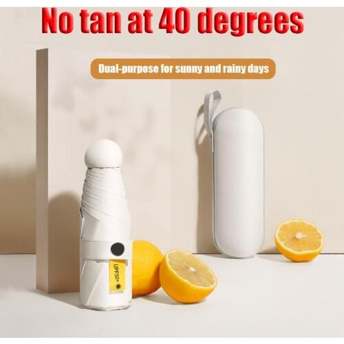 Capsule sun umbrella female sunscreen anti-ultraviolet sunshade umbrella dual-use mini five-fold ultra-light compact portable