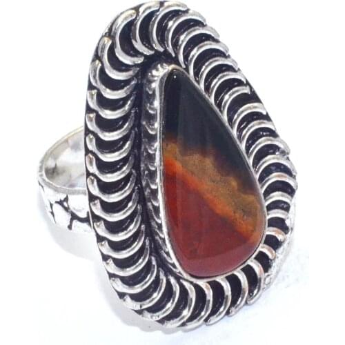 Genuine Jasper Ring Silver Overlay over Copper, USA Size : 8.25 , R7540