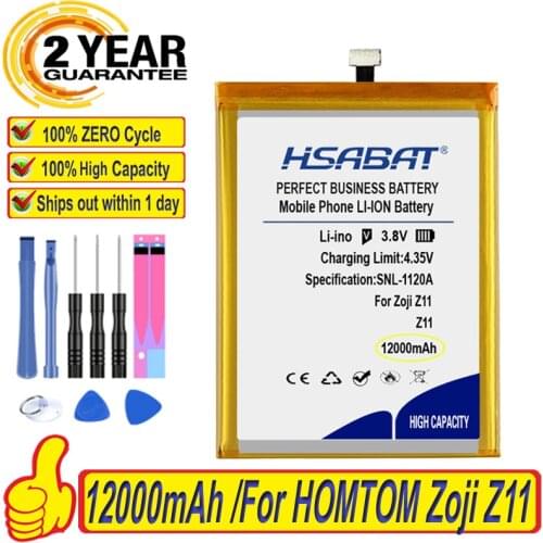 Top Brand 100% New 12000mAh Battery for HOMTOM Zoji Z11 Batteries + free tools