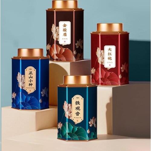 Metal Sealed Tea Caddy Biluochun Longjing Green Tea Coffee Sugar Storage Jars Tinplate Packaging Can Empty Packaging Gift Box
