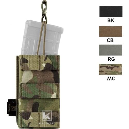 KRYDEX Modular Open Top Magazine Pouch Tactical 5.56 .223 Single MOLLE PALS Magazine Pouch Carrier For Military Shooting Airsoft