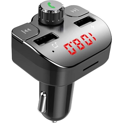 FM Transmitter Modulator Bluetooth V4.2 Handsfree Car Kit 5V 3.5A Dual USB Port Radio Transmitter Music Adapter Support TF Card